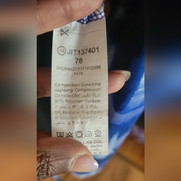 SHEIN Blue Abstract Design Long Sleeve Crop Top,Size Small - Picture 6 of 6